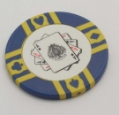 Poker Chips blau Linien gelb mit Kartenlogo 11,5 g