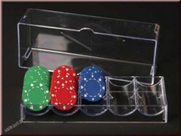 Poker Chip Tray für 100 Chips Plastik, leer mit Deckel