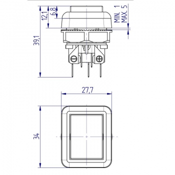 Drucktaster mit Beleuchtung rechteckig 34x27.7 mm