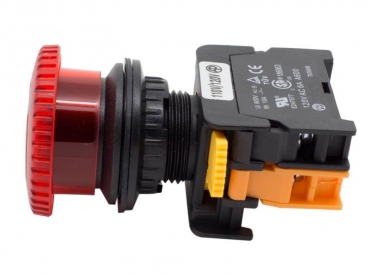 ATI MBL22 roter 22-mm-Not-Aus-Drucktaster mit 12-V-DC-LED-Beleuchtung und Pilzkopf