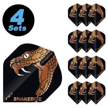 4 Flight Sets Peter Wright Black & Bronze Snake Hardcore Premium Standard