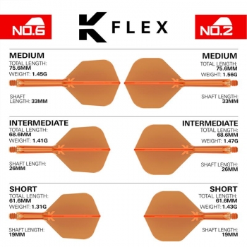 K-FLEX (3 pcs) Flight & Shaft (No 2) neon orange