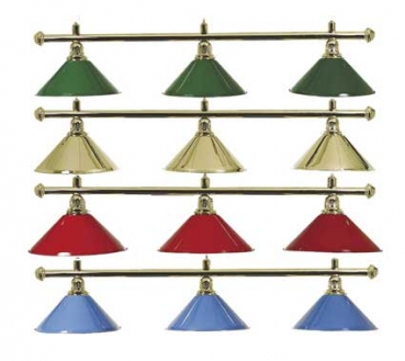 Billard Lampe 3 flammig Hängebalken goldfarbig