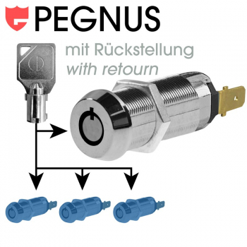Schlüsselschalter (n/o) Pegnus KA C1403 key return 36.5 mm - 1 7/16"