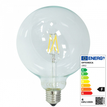LED Birne E27 4W 230 Volt G125 Birne Glas 400 Lumen