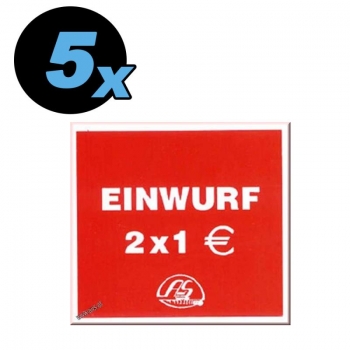 Aufkleber Einwurf 2x1,- Euro