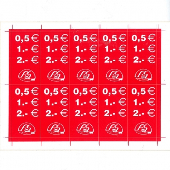 Self-adhesive sticker 0,5 1,- 2,- Euro