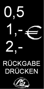 Einwurf Schild 0,5 Euro, 1,- Euro, 2,- Euro