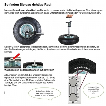 Rad Bollerwagen Reifen &  Radbefestigung Sackkarre Ersatzrad Vollgummi pannensicher