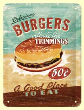 Blechschild - Burgers - 15 x 20 cm