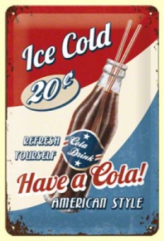 Blechschild - Cola - American Style - 20 x 30 cm