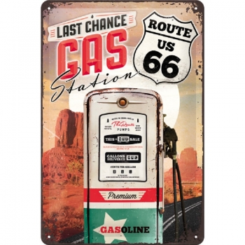 Blechschild - Route 66 - Last Chance Gas - 20 x 30 cm