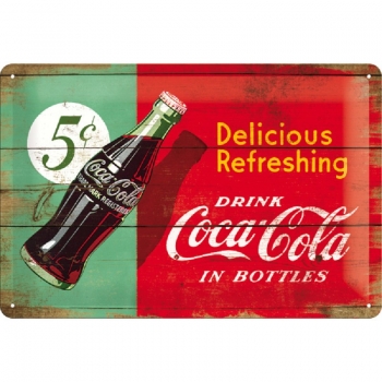 Blechschild - Coca Cola - 5c - in Bottles - 20 x 30 cm