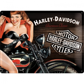 Blechschild - Harley Davidson Biker Babe Red - 30 x 40 cm