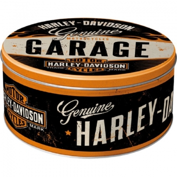 Tin box round - Harley Davidson Garage - cookie jar - 3,3 Liter
