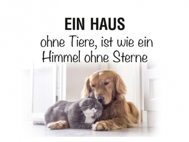 Hänge Blechschild Haus ohne Tiere, ist wie Himmel ohne Stern