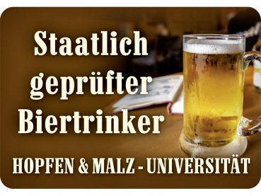 Hänge Blechschild Biertrinker