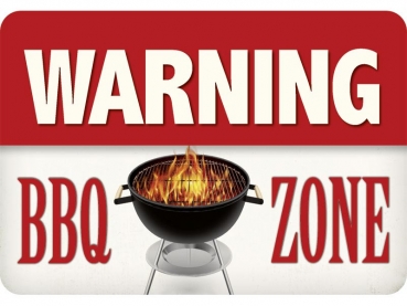 Hänge Blechschild Warning BBQ