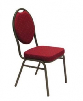 Stapelbarer Sessel aus stabilem Stahlvierkantrohr mit gepolsterten Stoffüberzug