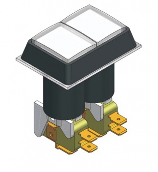 Doppel Leuchttaster rechteckig 37x53 mm