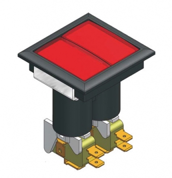 Doppel Leuchttaster quadratisch 52,5x52,5 mm Low Profil