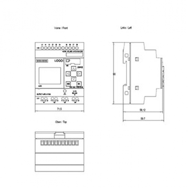 LOGO 8 Basic mit 6-zeilig. LCD-Display, Tasten, Ethernet 230 RCE AC/DC 115-230 V