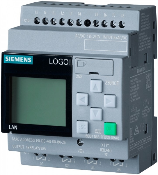 LOGO 8 Basic mit 6-zeilig. LCD-Display, Tasten, Ethernet 230 RCE AC/DC 115-230 V