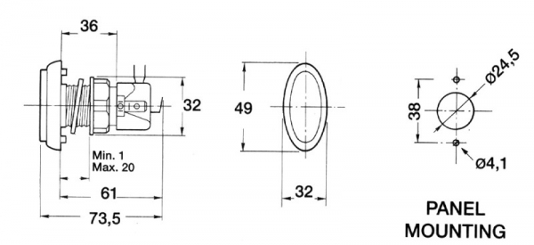 Leuchttaster 49x32 oval gelb