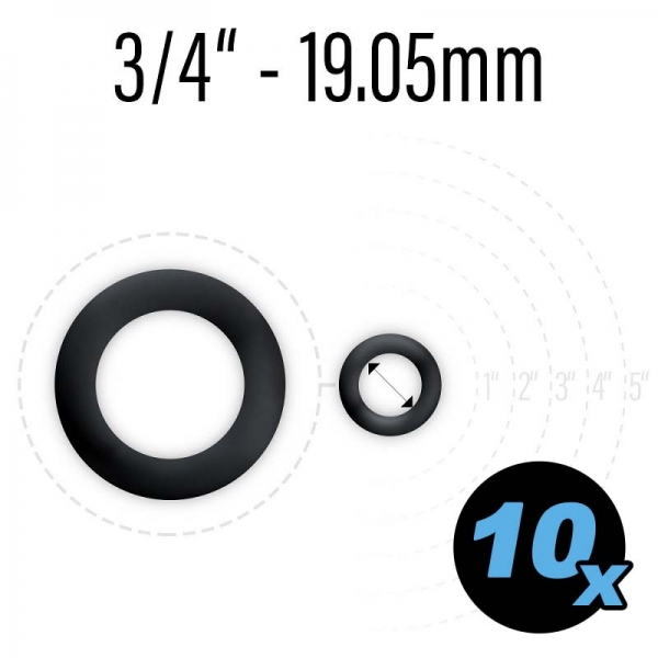 Flipper Gummi schwarz, Innendurchmesser 19 mm, 3/4", 10 Stück