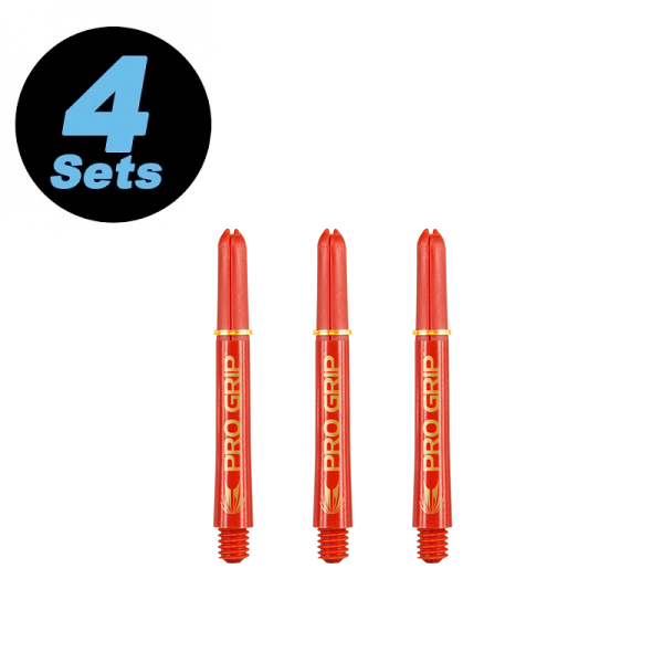 40 mm Shaft set (12 pcs) Nylon red/gold Pro Grip 2BA
