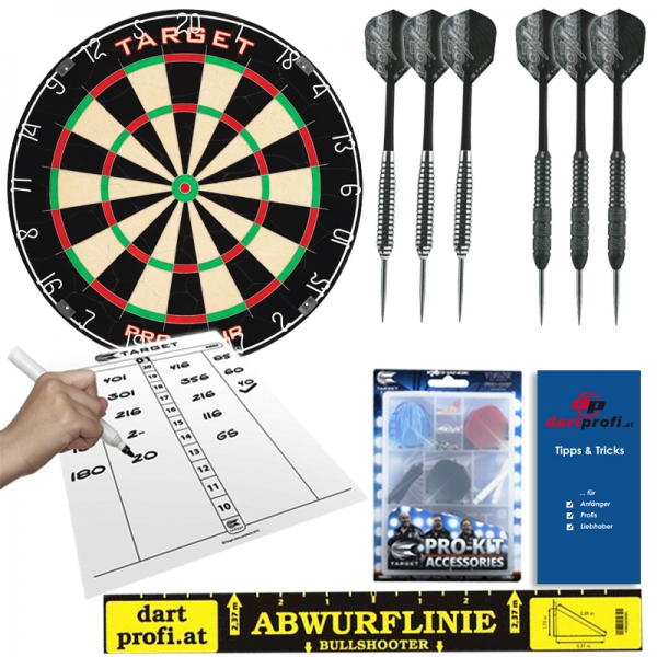 Phil Taylor Family komplett Set mit Dartboard, 6 Dartpfeile, Markerboard und Equipment