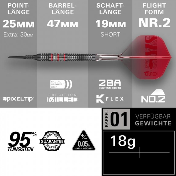 18 g Softtip Darts (3 pcs) Nathan Aspinall 95K 2025