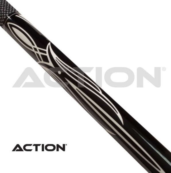 Pool Queue 2-tlg. Action Black and White Klebleder 13 mm, L:149 cm