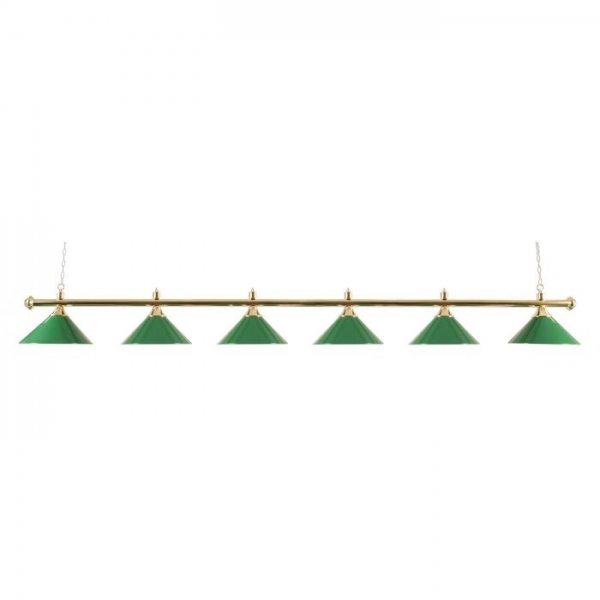 Billard Lampe 6 flammig Messing/grün
