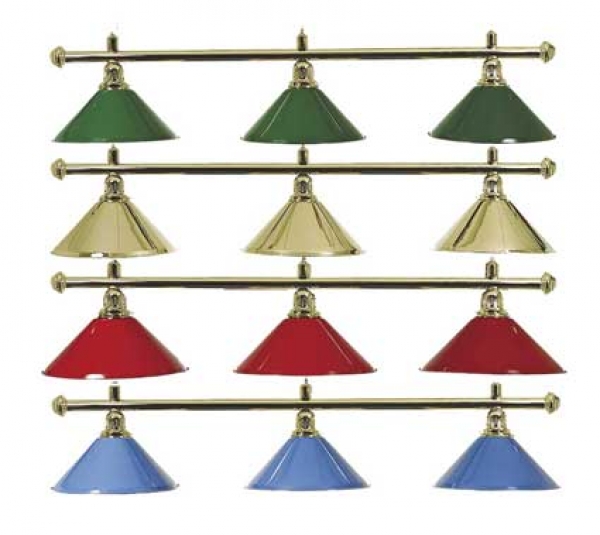 Billard Lampe 3 flammig Hängebalken goldfarbig
