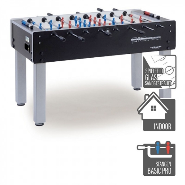Football Table Garlando Pro Champion, Glass Playfield, Tournament Rods