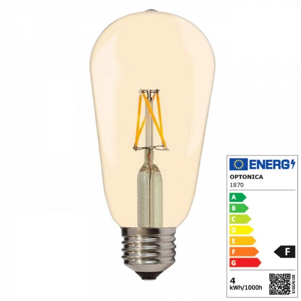 LED Birne E27 6,5W 230 Volt ST64 Birne Gold Glas 810 Lumen
