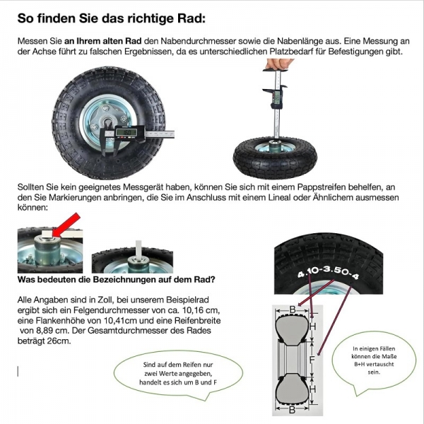Rad Bollerwagen Reifen &  Radbefestigung Sackkarre Ersatzrad Vollgummi pannensicher