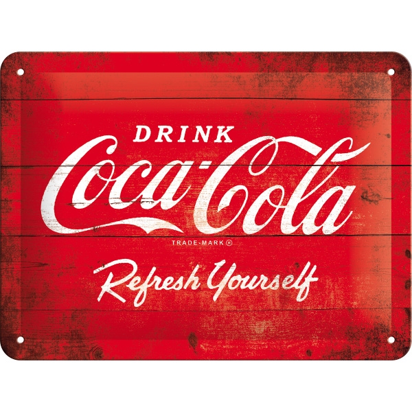 Blechschild - Coca Cola - Refresh Yourself - 15 x 20 cm