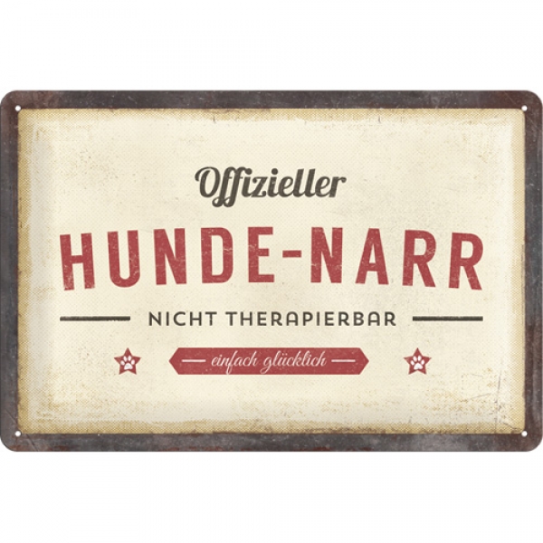 Metal sign - Offizieller Hunde-Narr - 20 x 30 cm