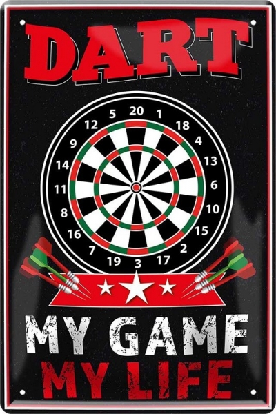 Metal sign - DART - My Game - My Life 20 x 30 cm