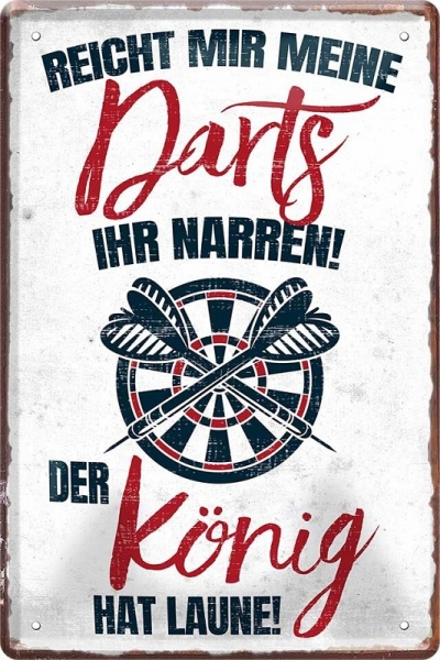Metal sign - Reicht mir meine Darts Ihr Narren! Der König hat Laune