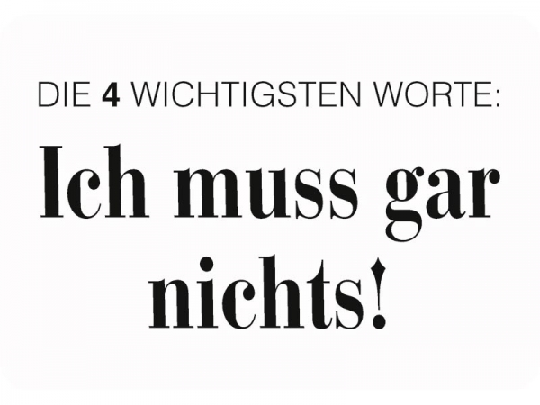Hänge Blechschild Ich muss gar nichts