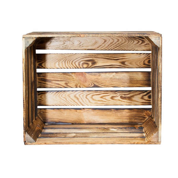 A.u.S. Onlineshop - Holzkiste neu dunkel geflammt Vintage 50x40x30 cm