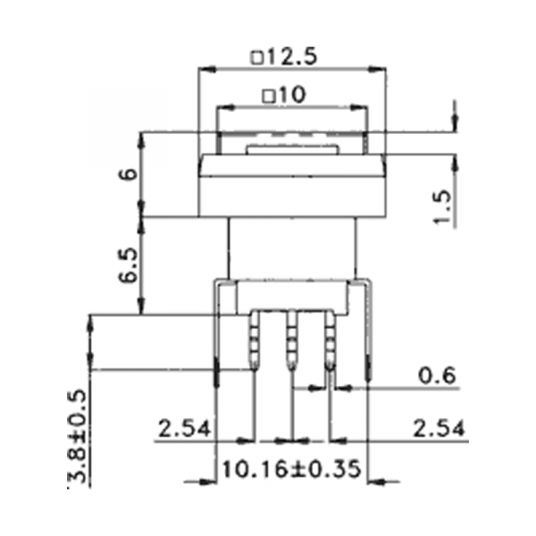 Taster für Tastatur quadratisch 12,5x12,5 mm mit LED Beleuchtung