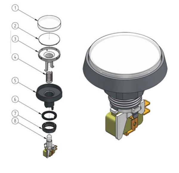 Illuminated Push Button round 61mm red