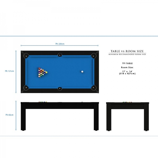 Billardtisch American Pool Tethys 7 ft Esche schwarz