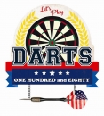 Metal sign motif cut - Lets play DARTS - 50 x 55 cm