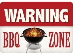 Metall sign hangers Warning BBQ